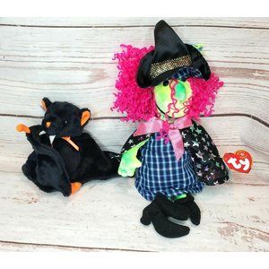 Beanie Baby T.Y 03 Bat-E & 2001 Vintage Scary The Witch Halloween Bundle